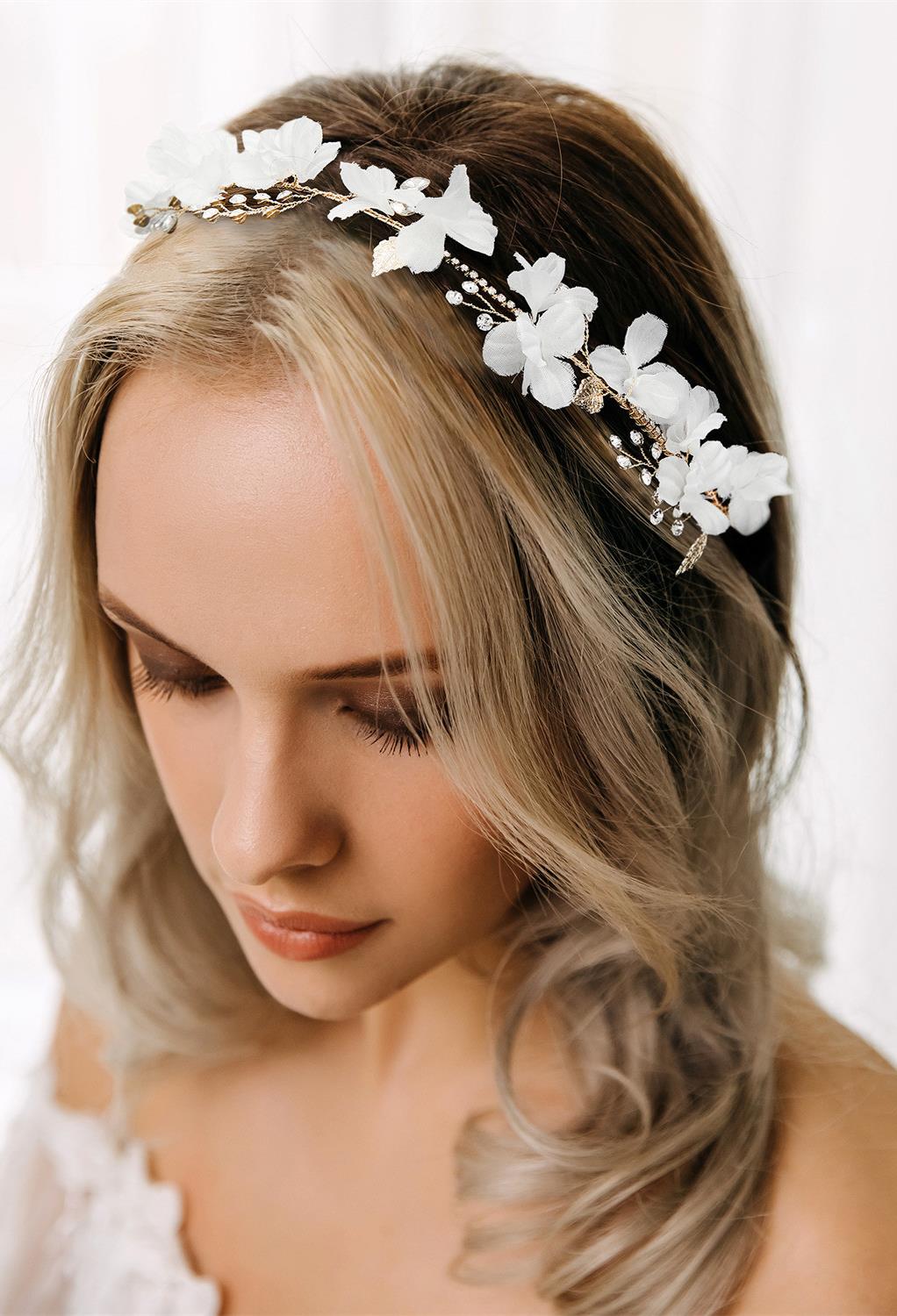AW White Flower Headband Fairy Crown Crystal, Combs & Clips, 22.99 ...