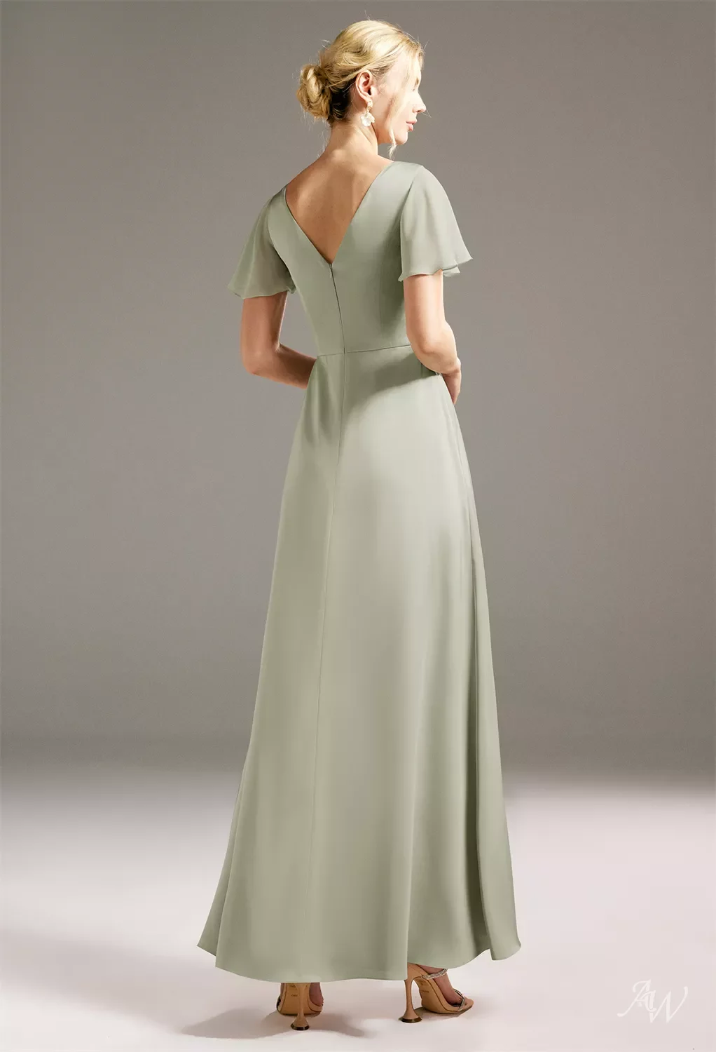 sage green bridesmaid dresses plus size Glamorous Sequin Maxi Dress with Short Sleeves main image 0