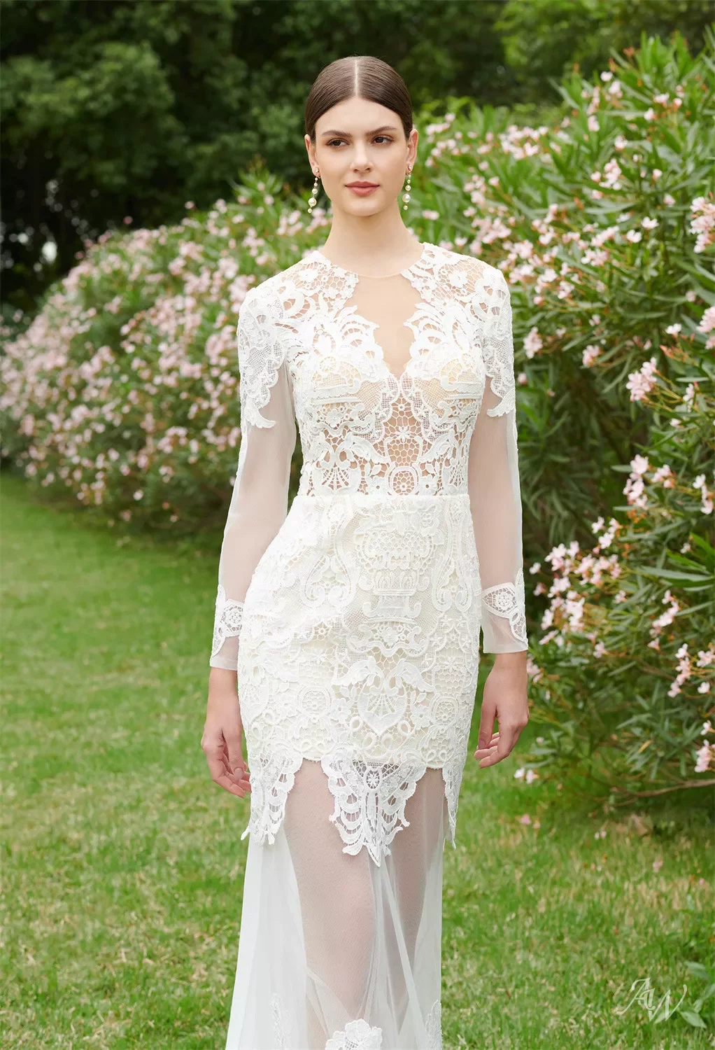 AW Knyaz Wedding Dress, Jasmine Green Lace Floor Length Bateau