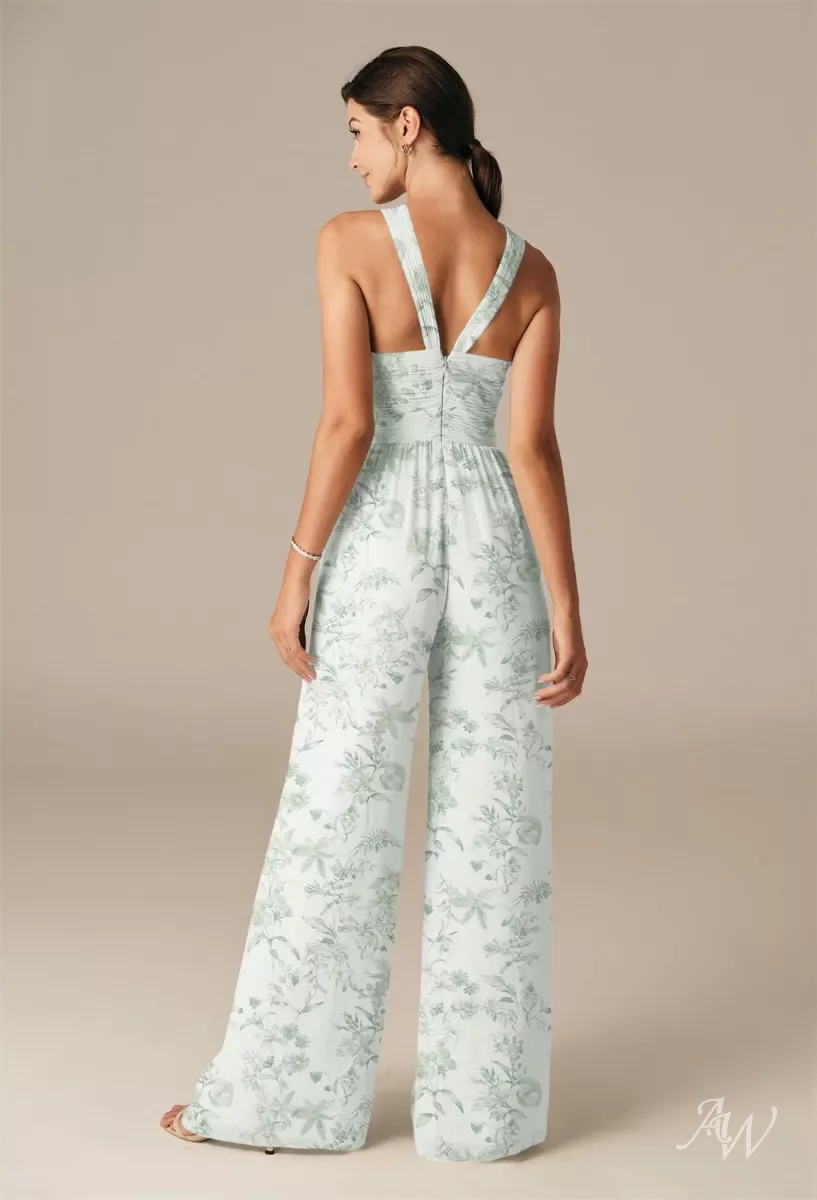 AW Lorraine Jumpsuit, Verdant Wilds Chiffon Stretch knitted fabric