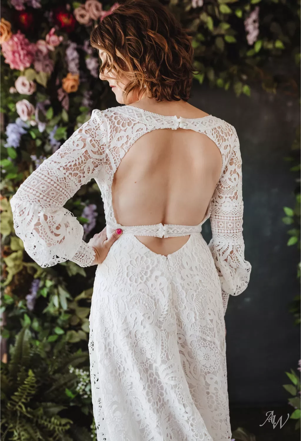 jaded backless dress Satin Wedding Dress Open Back,Long Sleeves Wedding Dress,Modest Weddin