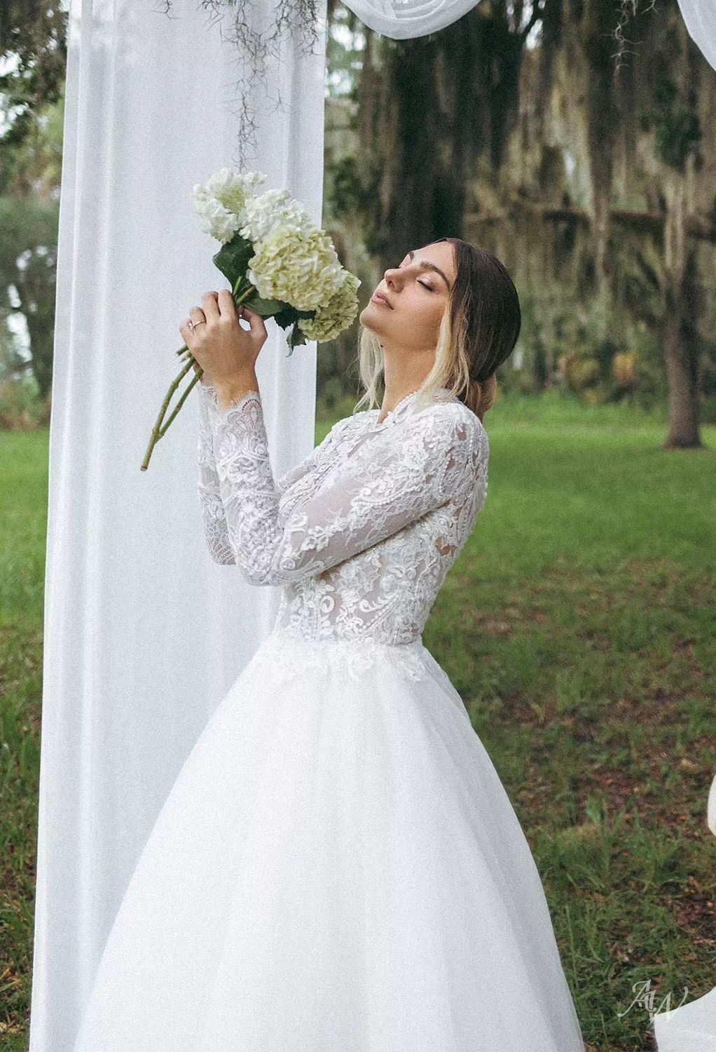 AW Adah Wedding Dress, Jasmine Green Tulle Floor Length Halter Neckline  Wedding Dresses | AW.Bridal