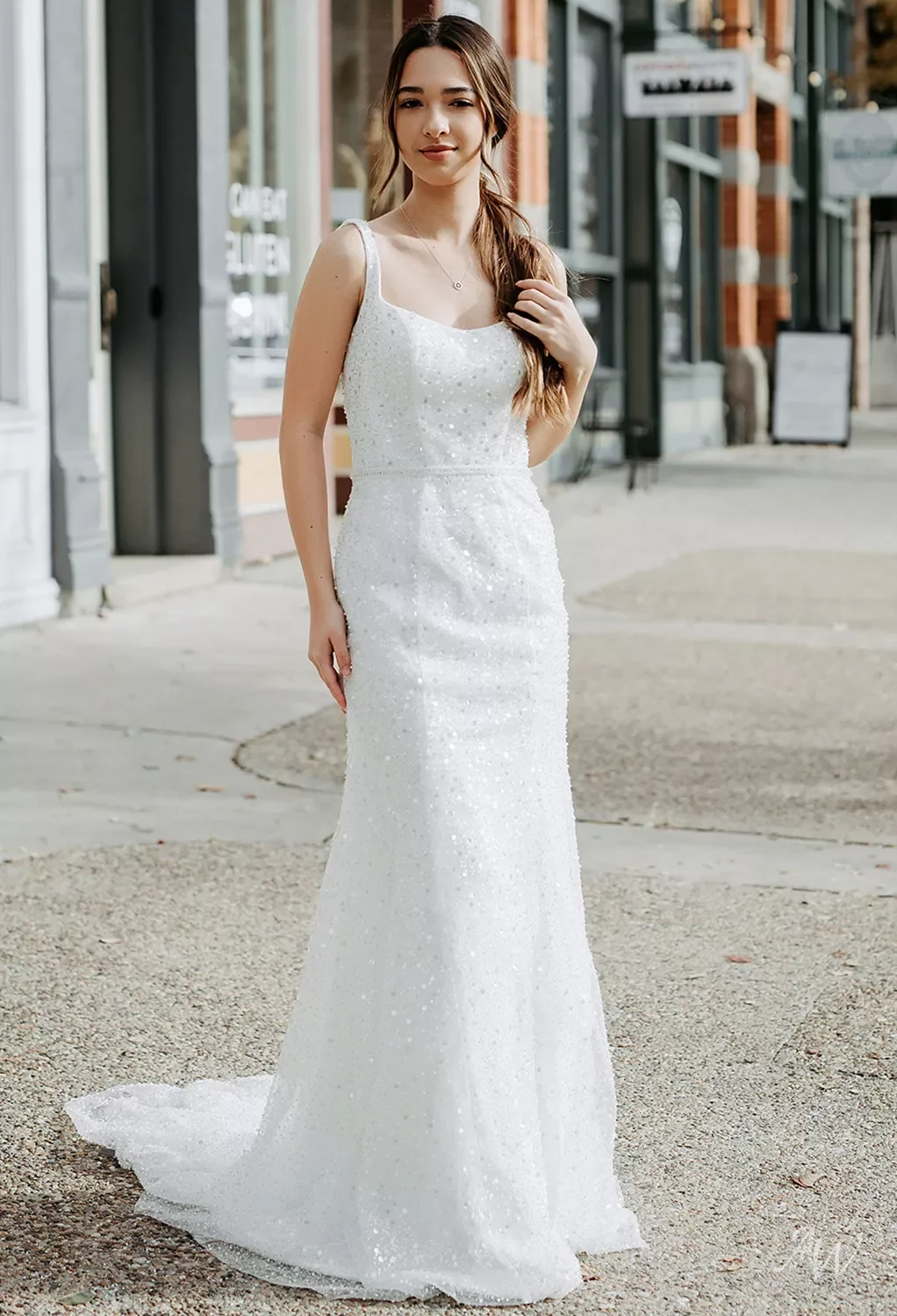 white christmas dresses Elegant A-Line Lace Wedding Dress,Ivory Scoop Neckline Bridal Dress,WD00521, US14W / White main image 1