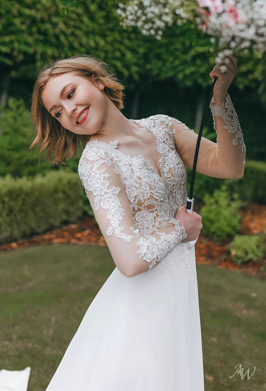 blue dress for baby girl Davinci Bridal 50630 Long A Line Sheer Flower Lace Tulle Wedding Dress Sheer Backless Gown 18 / Ivory/Ivory main image 1