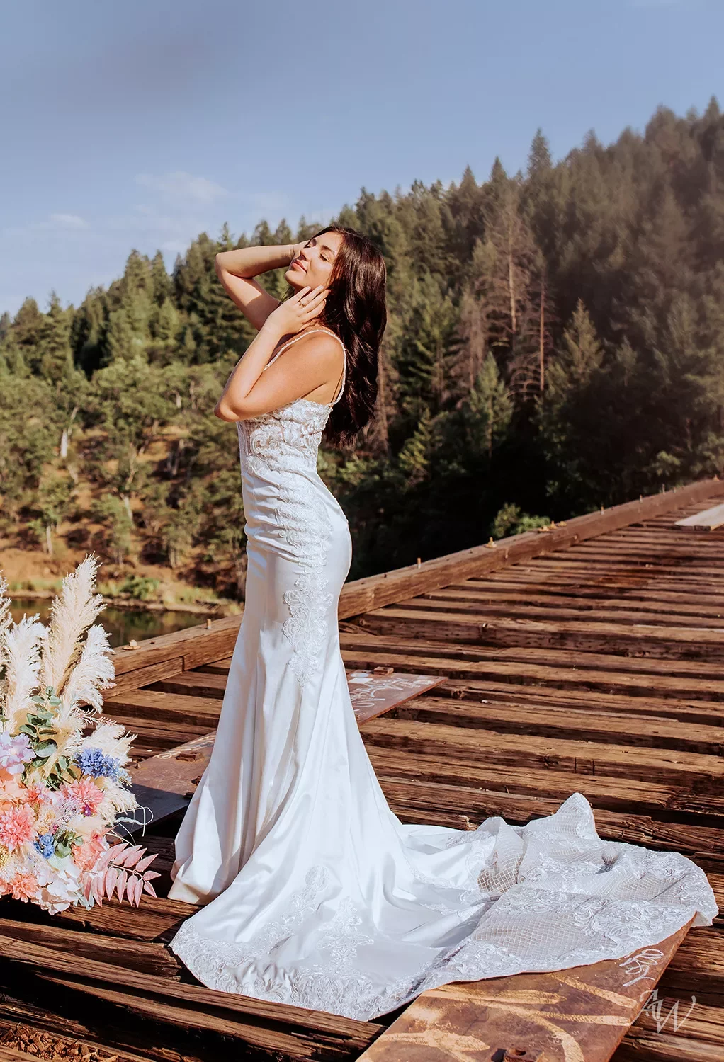 AW Bridal Anias Wedding Dress, Satin Sweetheart Neckline