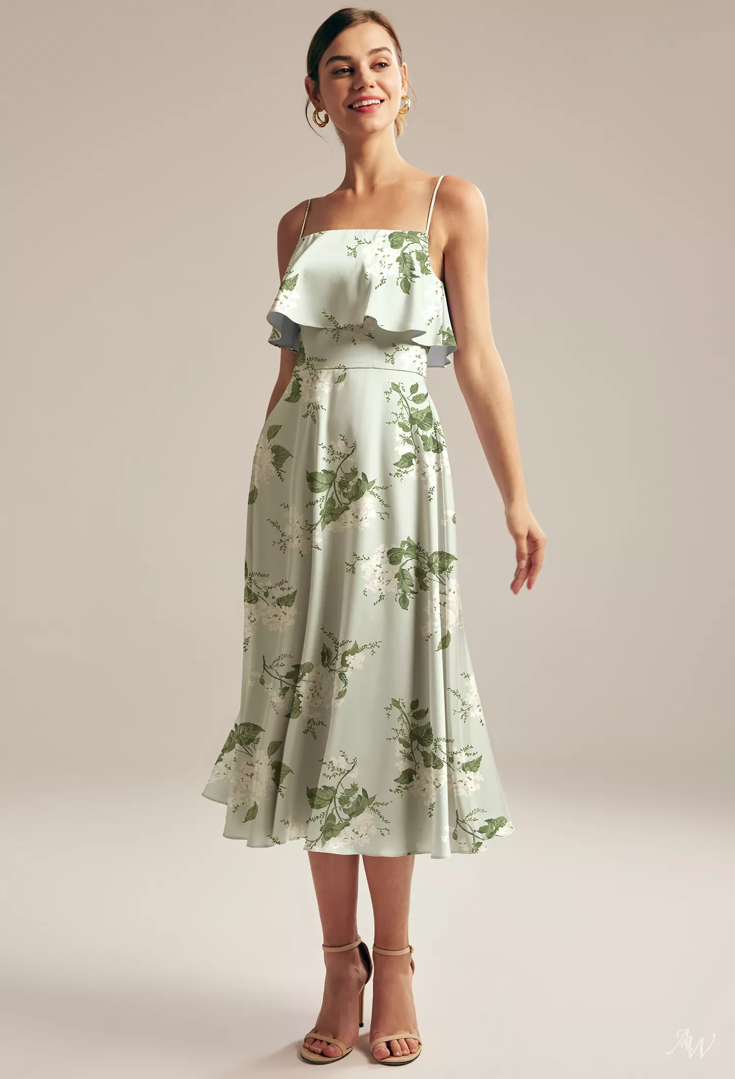 a line tea length bridesmaid dresses Vintage A-line Lace Appliques Scoop Neckline Tea Length Bridesmaid Dresses main image 1