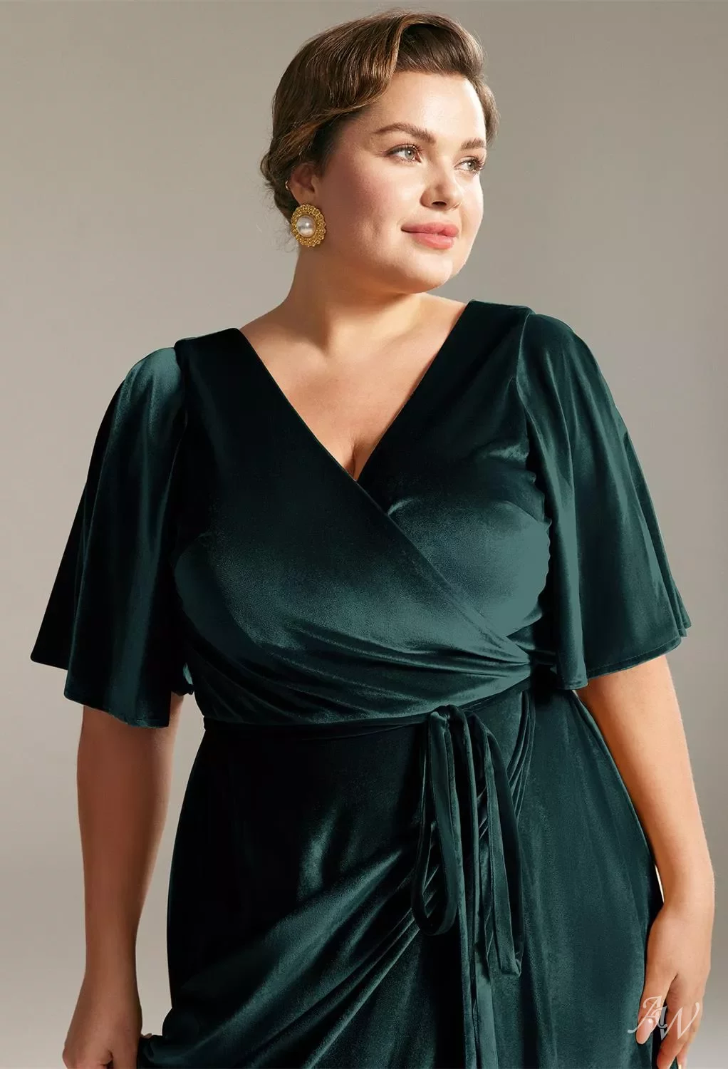 green velvet aline dress Elodie Jersey Maxi Dress-Green, Ornamental Floweret