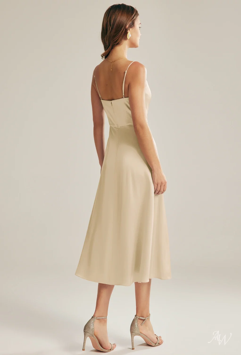 chinese dress ladies Simple Tea-Length Dress with Cowl Neck