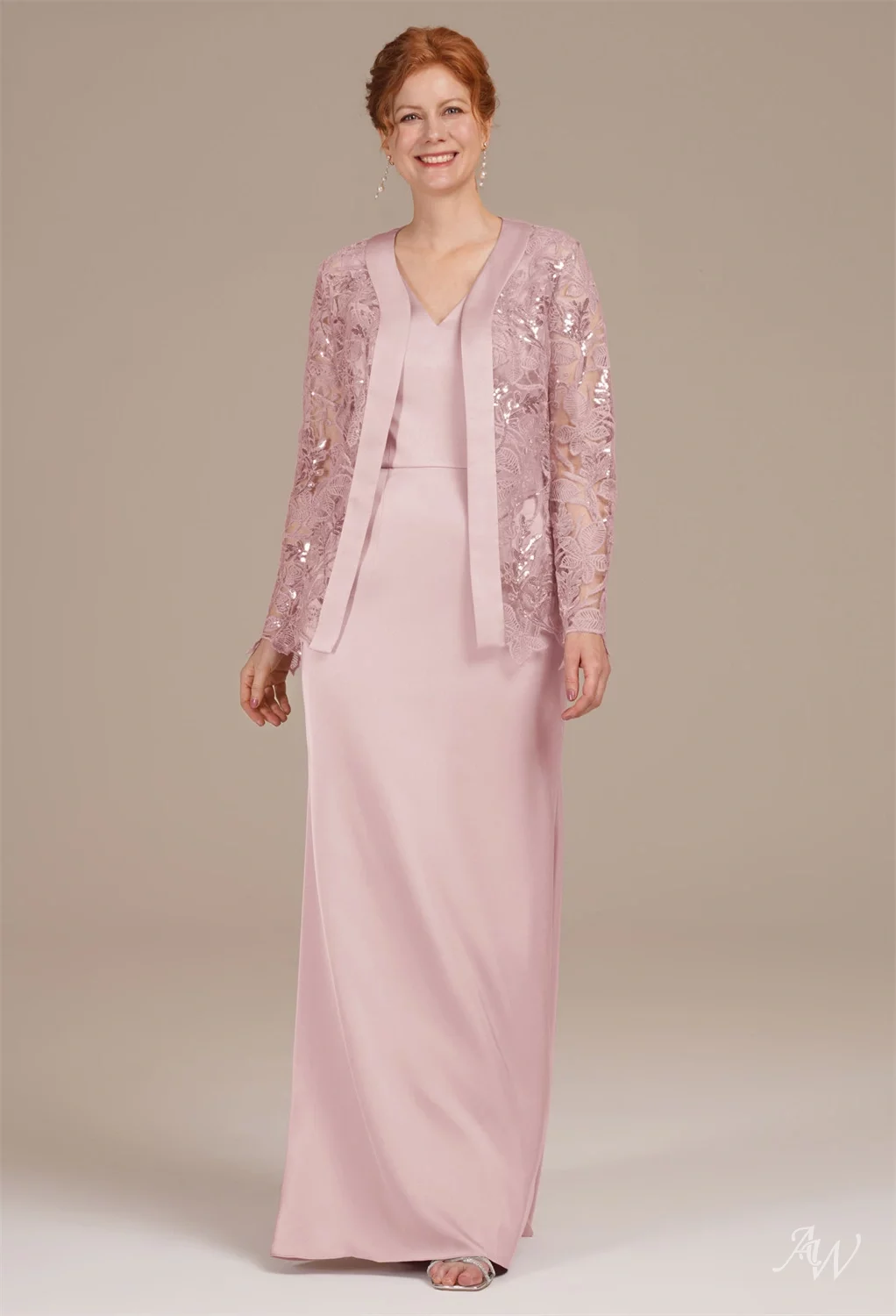pink and green mother of the bride dresses AW Loraine Hunter ANTIQUITY