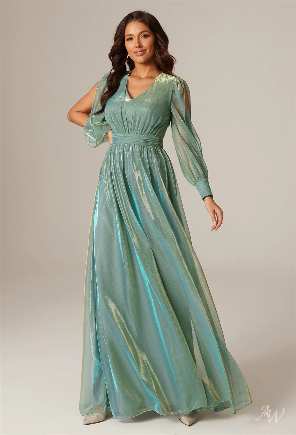 laurel a line dress AW (ready to ship), Shimmer Pleated Mesh Floor Length V-Neck Ready To Ship Size:Custom Size(Special Instructions for Seller) this dress can take fs a 100% Cotton Abstract Boho Drop Waist