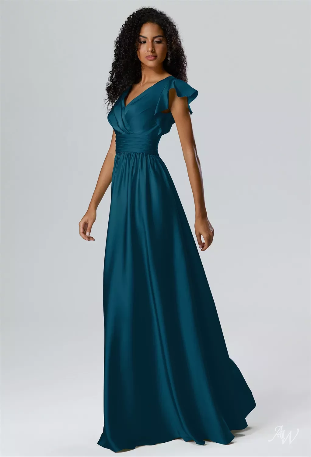willow bridesmaid dresses Flutter Sleeve V-Neck Chiffon A-Line Bridesmaid Dress in Willow Green, Willow Green / 10