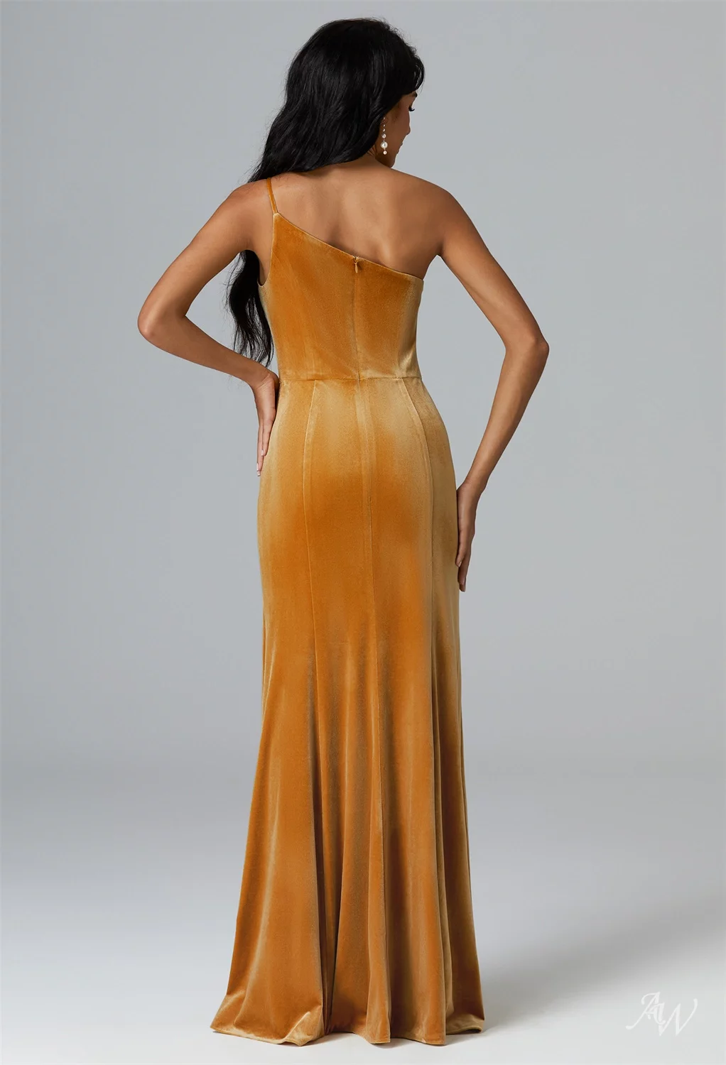 orange and gold bridesmaid dresses open lace back dress Burnished Gold Velvet V-Neck Bridesmaid Dress Mermaid Floor-Length