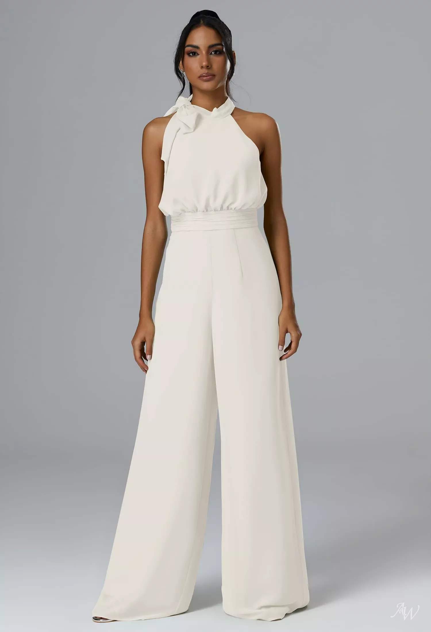 white dress jumpsuit Nadine Merabi Lucinda 10 made from crepe fabric. Petal and Pup Women's Eloise