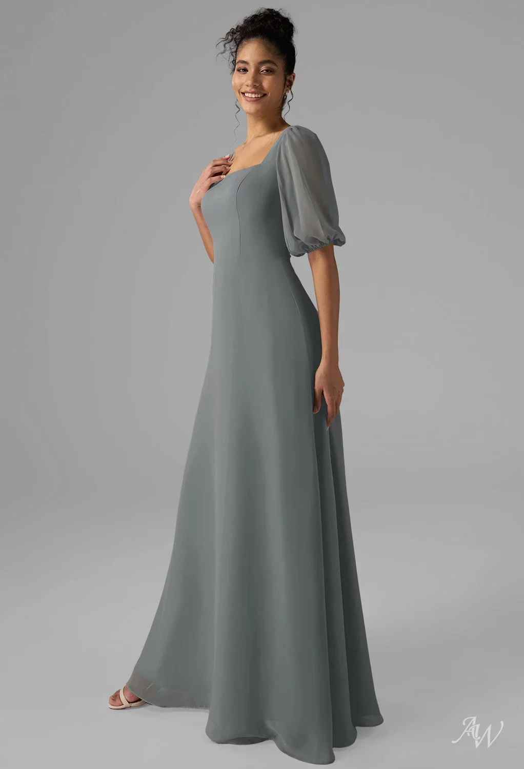 AW.Bridal A-line Square Neckline Floor Length Long Bridesmaid Dresses Dress Steel Gray Size 4 AW.Bridal A-line Square Neckline Floor Length Long Bridesmaid Dresses Dress Steel Gray Size 4