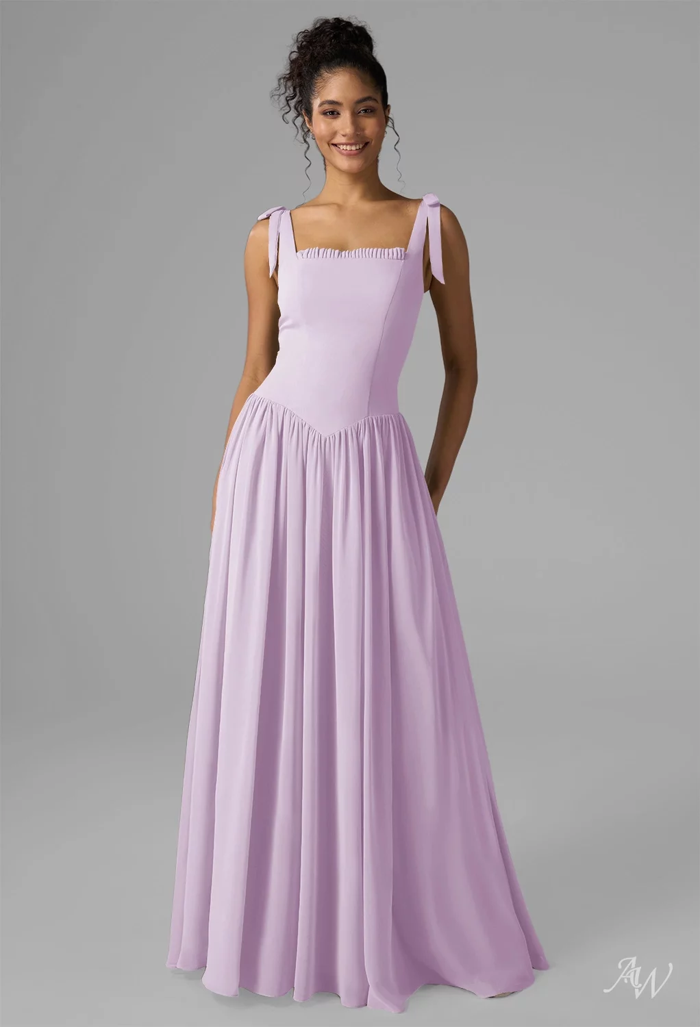 peach and lilac bridesmaid dresses AW Kristen Blossom Breeze Color:Golden Hour Moschino Cheap And Chic flattering silhouette TSES_Primavera/Verano