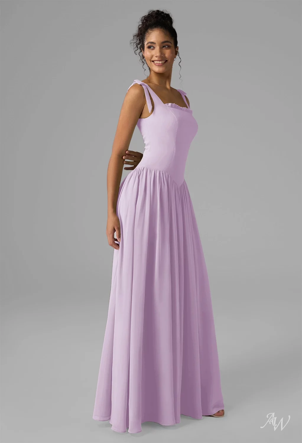 kristen's formal dresses ashland ky AW.Bridal A-line Square Neckline Floor Length Bows Pleat Drop Waist Floral Wedding Guest Floral Dress Blue Botanical Floral Size 4 yellow long maxi dress
