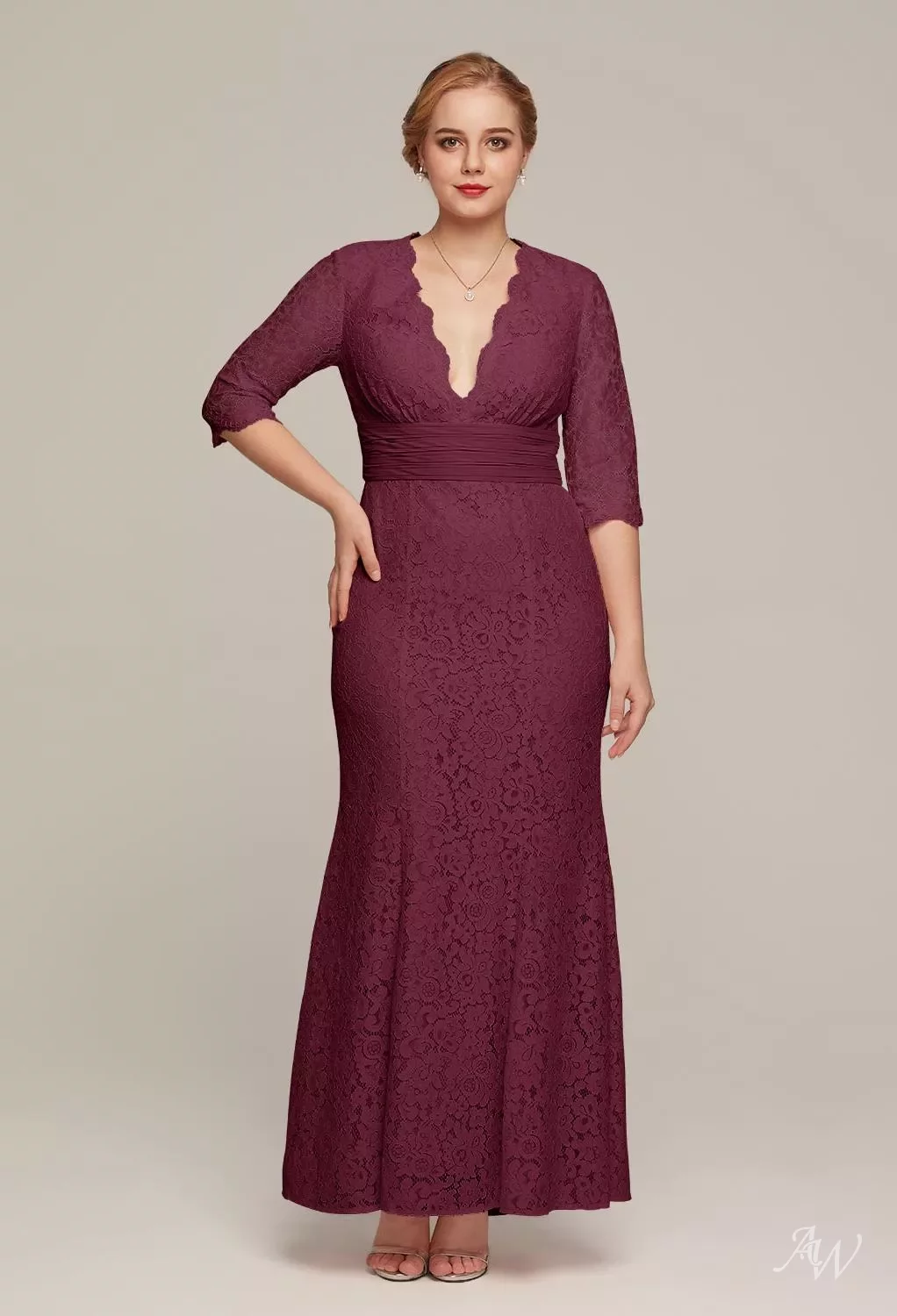 AW Odelette Dress, Black Lace Ankle Length V-Neck Mother of the Bride  Dresses | AW.Bridal