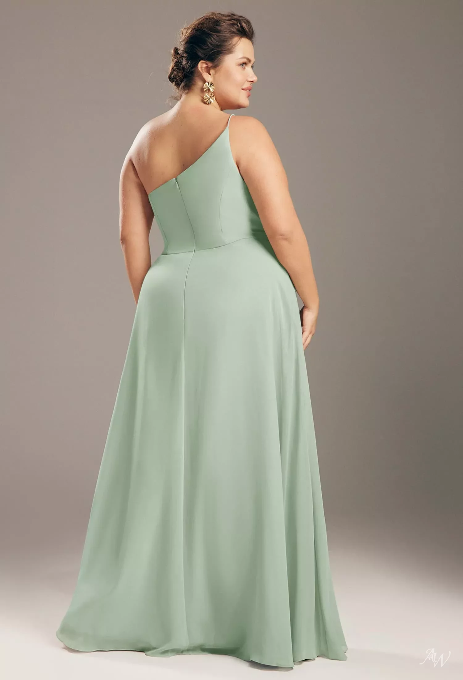one size bridesmaid dresses One-Shoulder Bridesmaid Dresses 2026 Chic Plus Size Sheath/Column Sleeveless Floor-Length Formal Evening Gowns with Split Side, As Pic main image 0