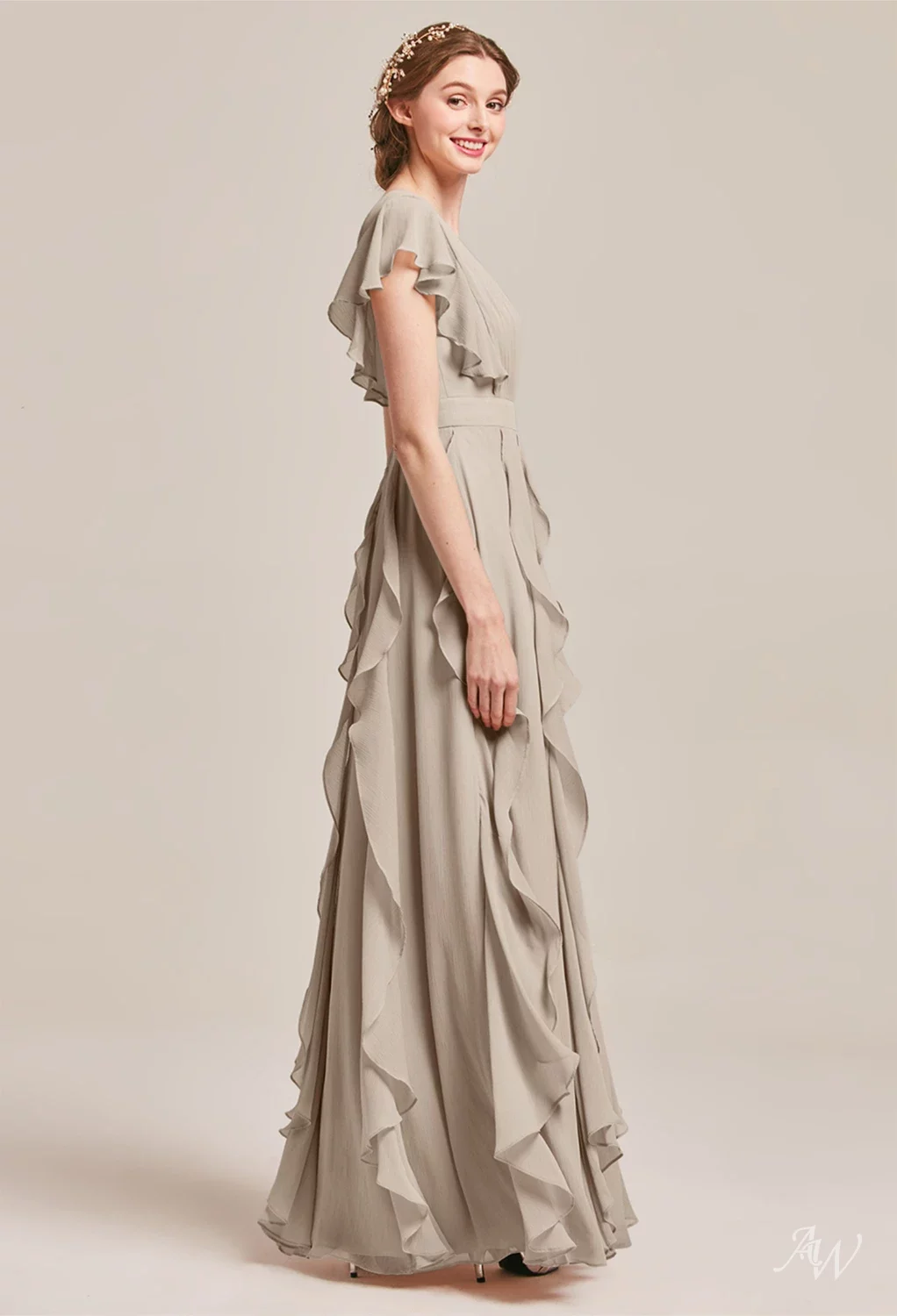 bridesmaid dresses winchester AW Vinnie Dress, Sage Green Chiffon Floor Length V-Neck NPC Riding Through The City Long Sleeved Maxi Dress Royal Blue Teri Jon 3/4 Sleeve Color:Toasted Wheat/Vanilla Ice