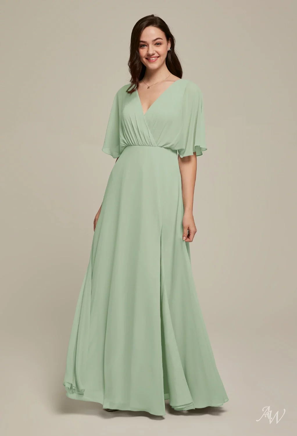 ワンピース Bern Two-Way Dress AW Vickie Dress, Dusty Blue Chiffon Floor Length V-Neck