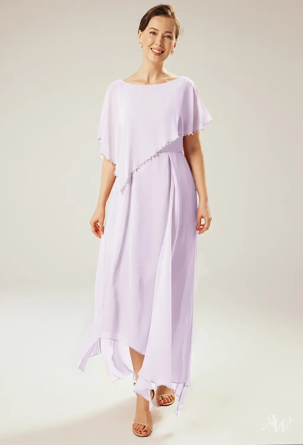 AW Orla Dress, Rust Chiffon Hi Lo Bateau Neckline Mother of the Bride  Dresses | AW.Bridal