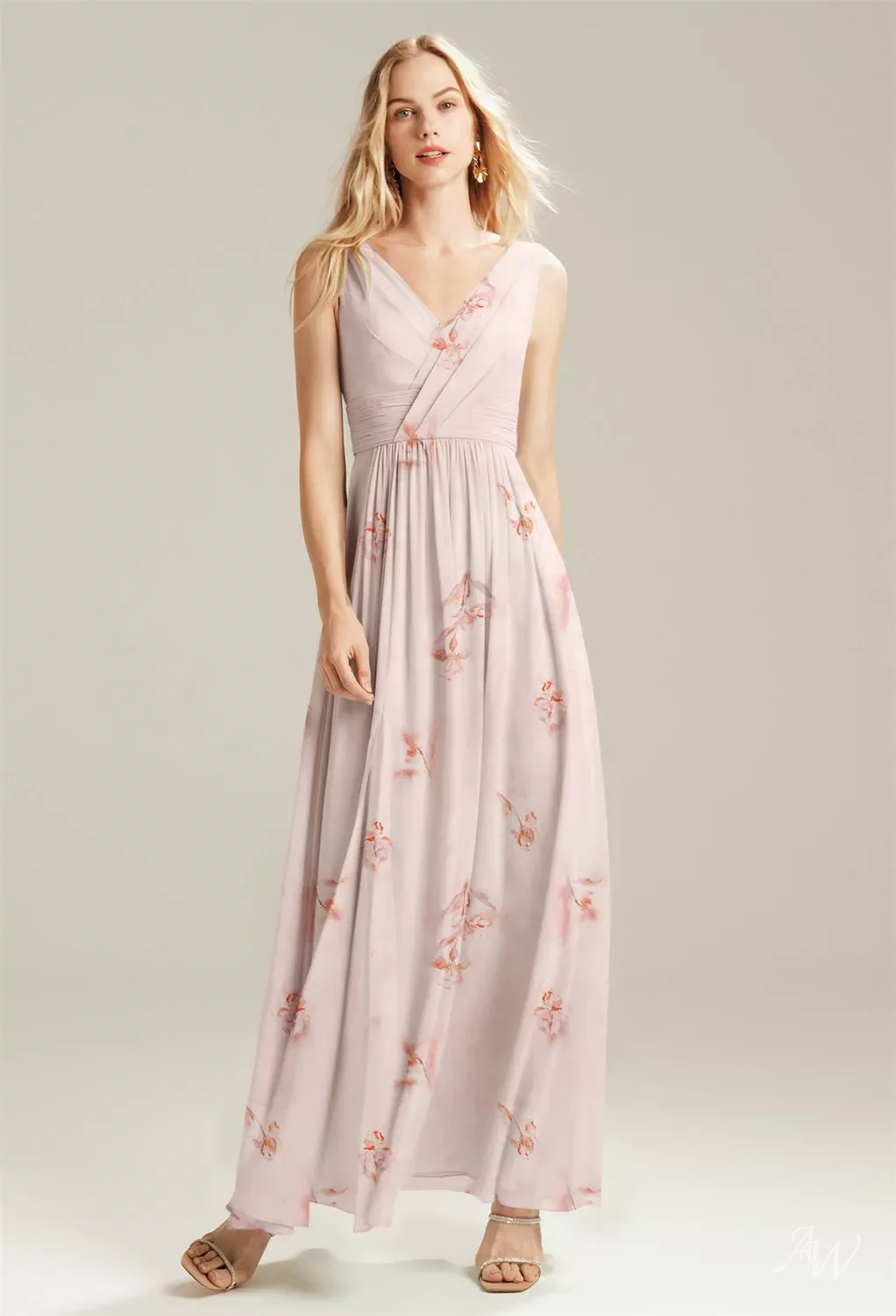 pink v neck bridesmaid dress Ever-Pretty Spaghetti Strap High Slit Chiffon Bridesmaid Dress