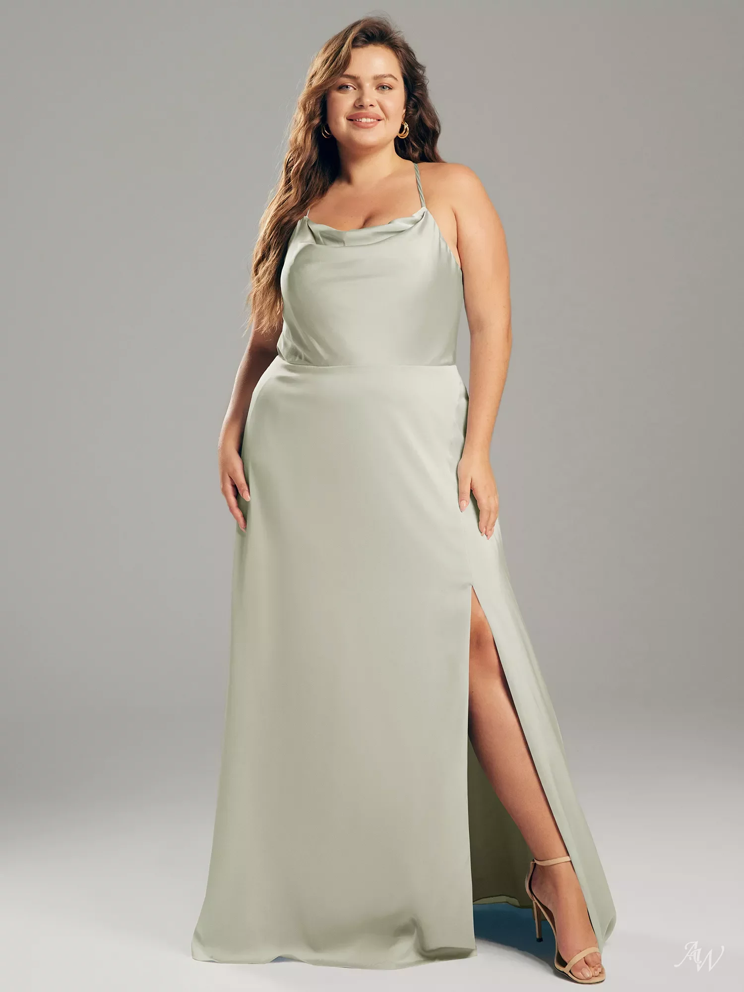 AW Kora Dress, Blushing Peonies Crystal Satin Satin Charmeuse