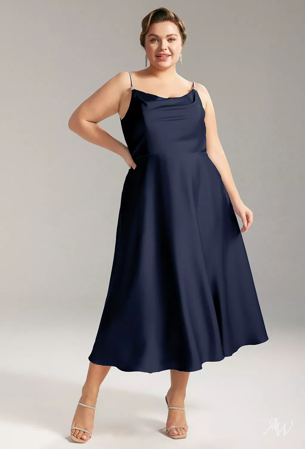 AW.Bridal A-line Scoop/U-Neck Tea Length Sleeveless Spaghetti Straps Satin Wedding Guest Dresses Dress Jolly Green Plus Size 18 AW.Bridal A-line Scoop/U-Neck Tea Length Sleeveless Spaghetti Straps Satin Wedding Guest Dresses Dress Jolly Green Plus Size 18