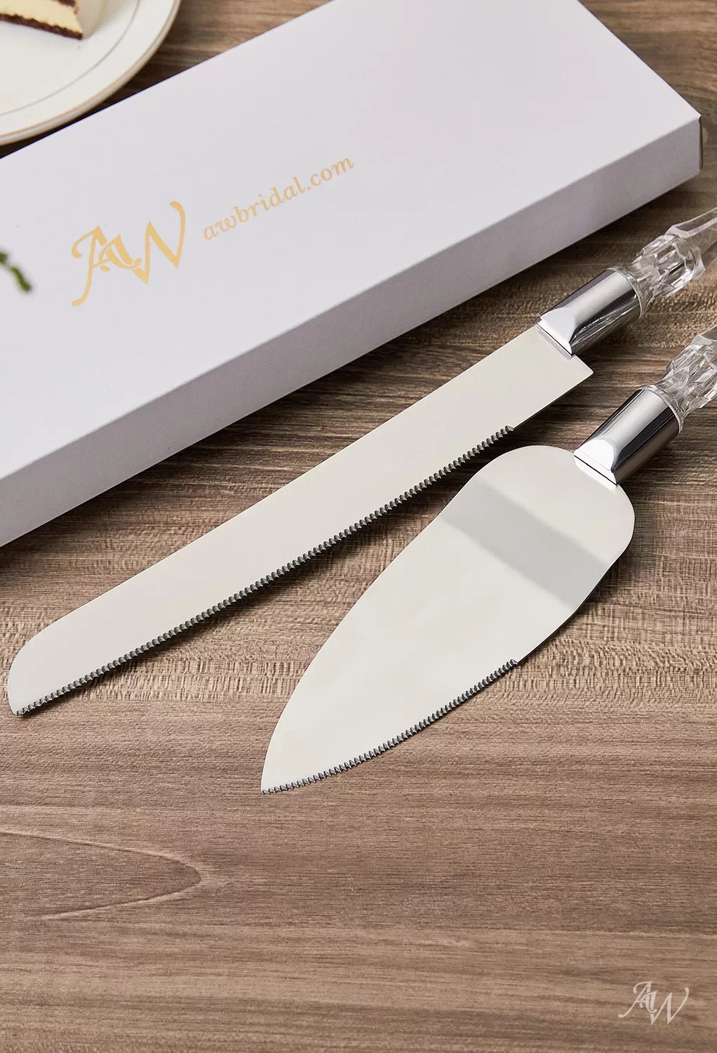 AW Cake Knife Cutting Set for Wedding, Jasmine Green Gifts & Decor | AW ...