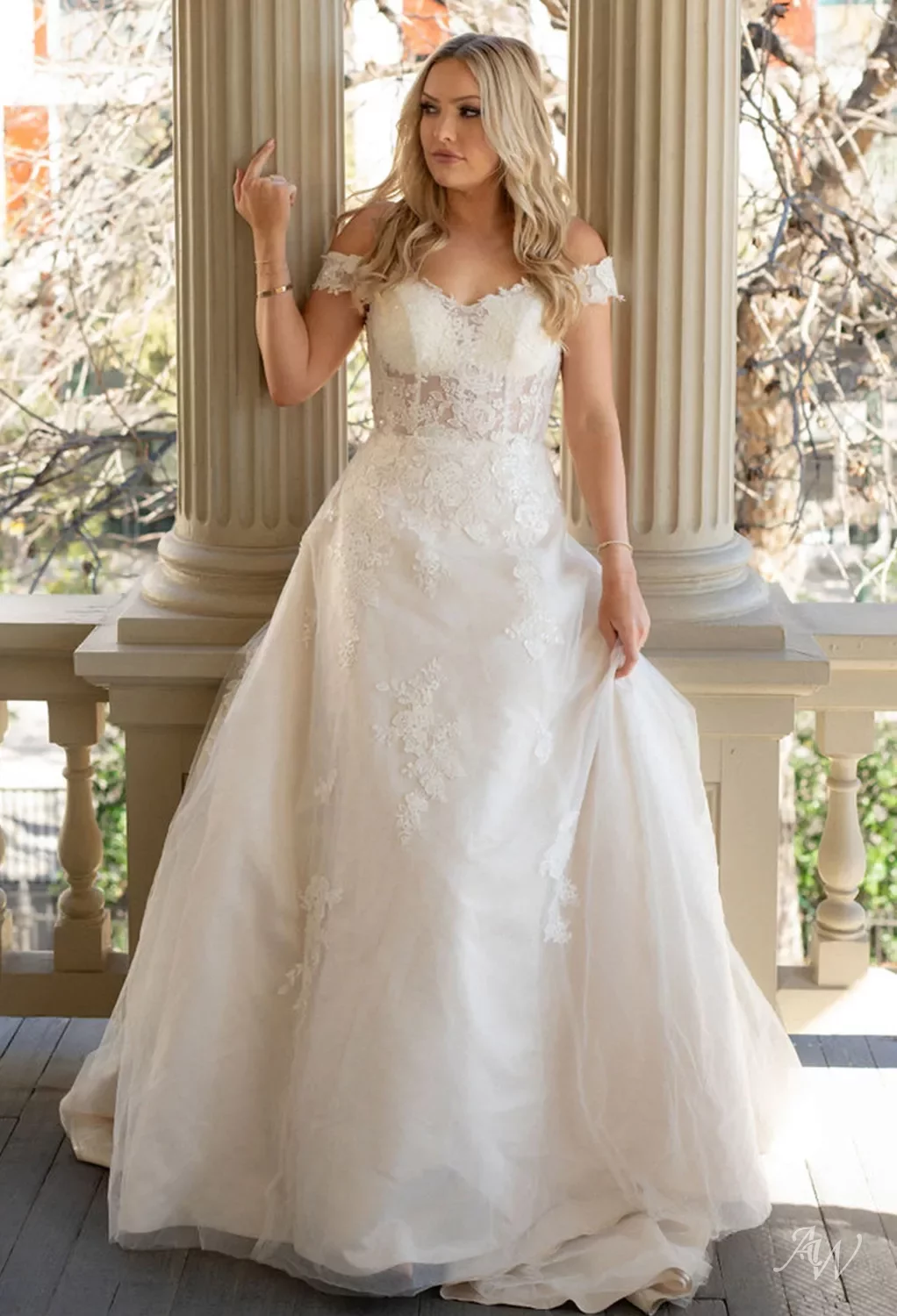 AW Catrina Wedding Dress, Jasmine Green Tulle Floor Length