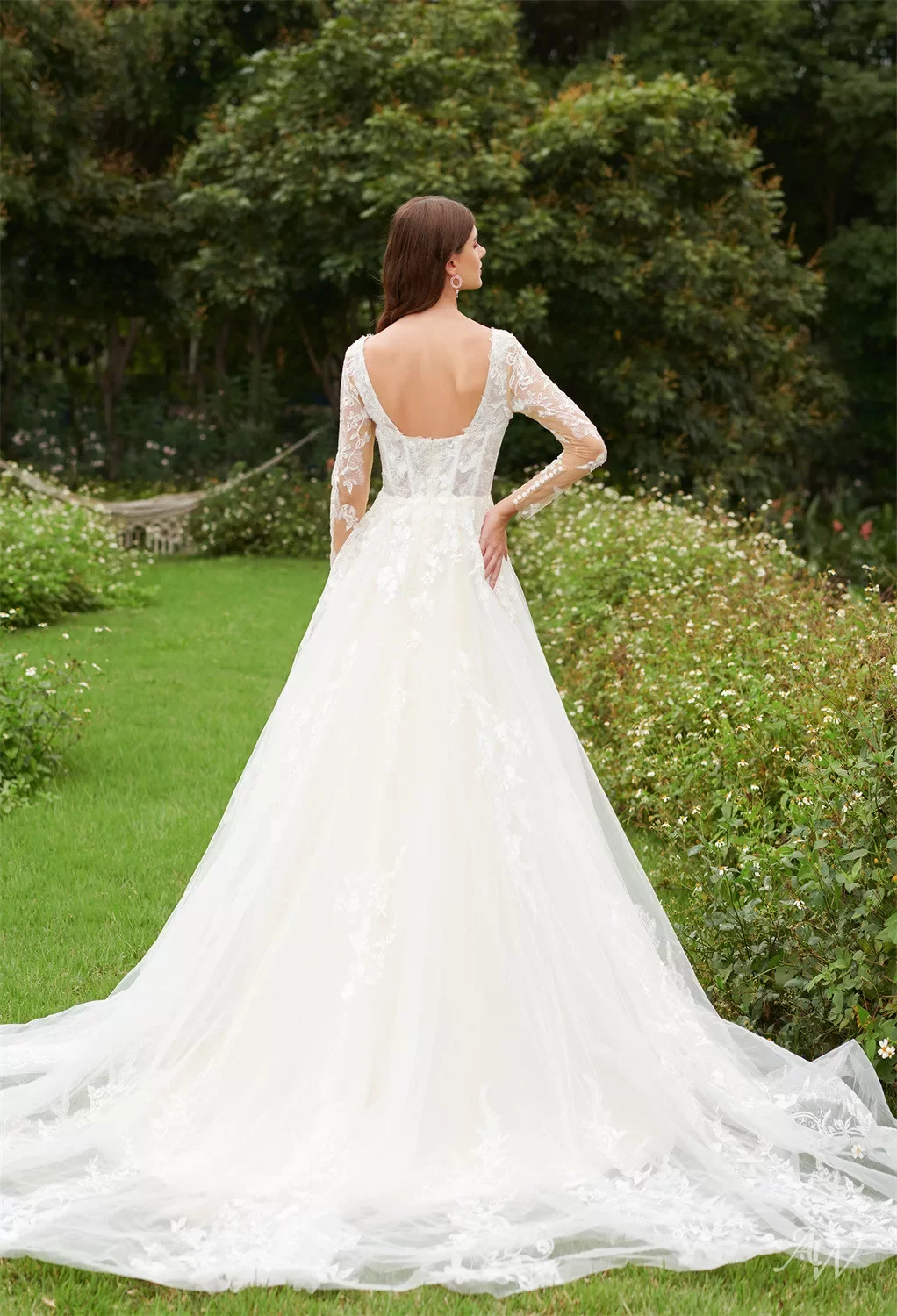 AW Dianthe Wedding Dress, Jasmine Green Tulle Floor Length