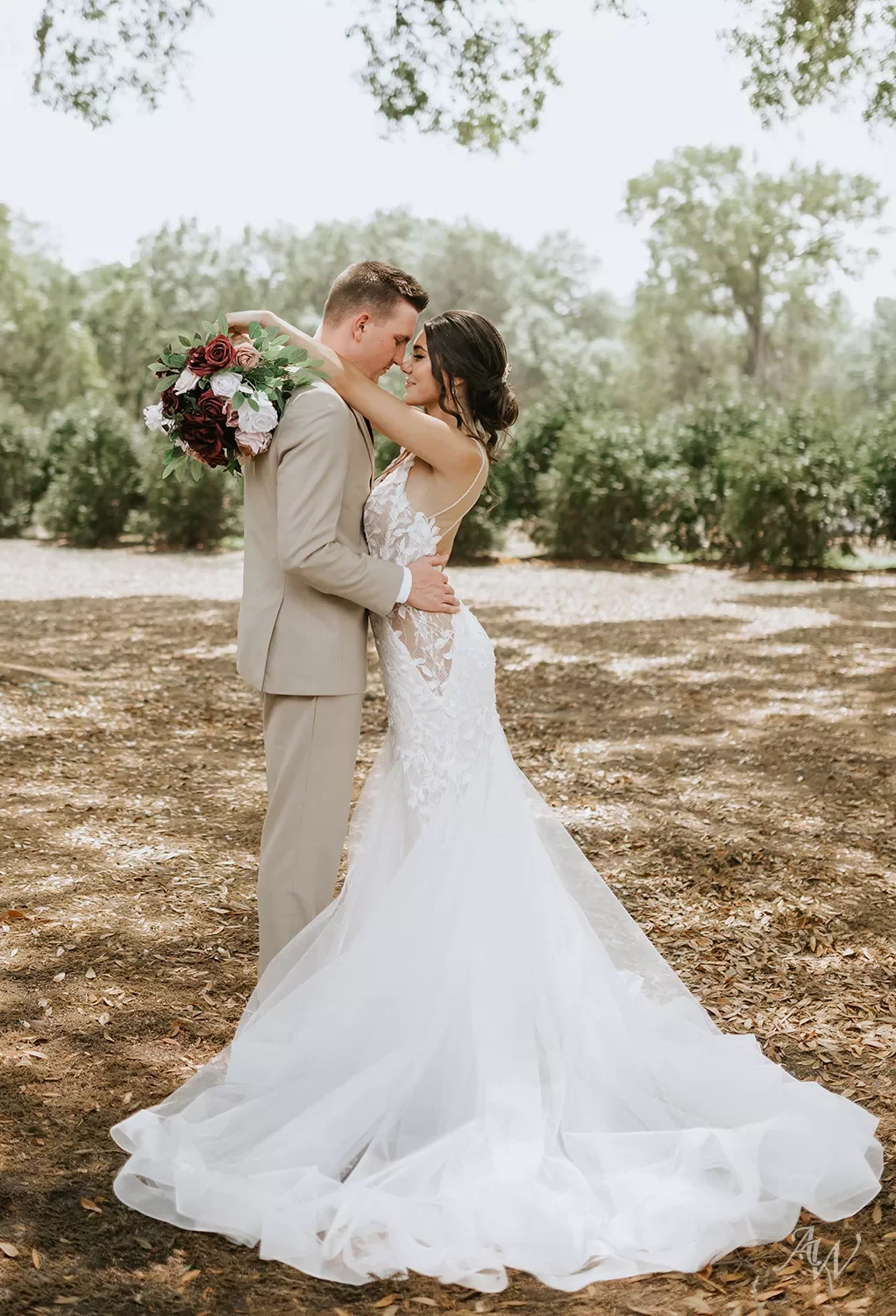 AW Parsley Wedding Dress, Tulle Floor Length V-Neck Wedding