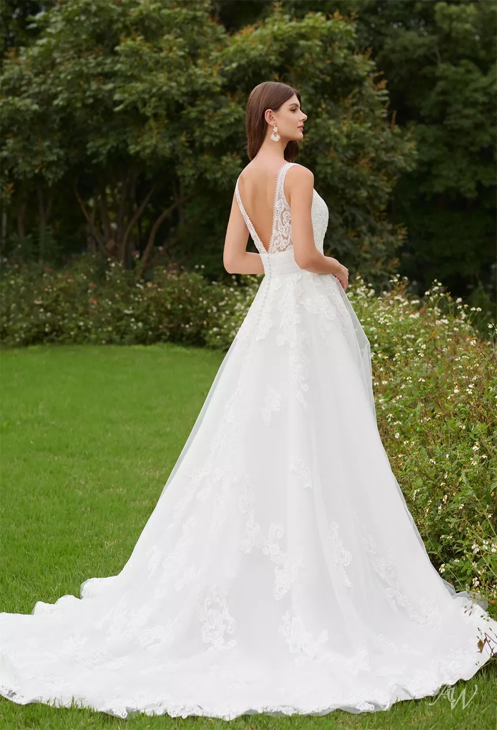 AW Felipa Wedding Dress, Jasmine Green Tulle Floor Length V-Neck Wedding Dresses | AW.Bridal AW Felipa Wedding Dress, Jasmine Green Tulle Floor Length V-Neck Wedding Dresses | AW.Bridal