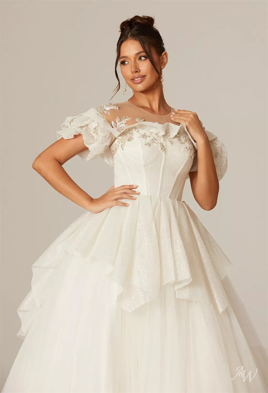blue dress for baby girl Charming A Line Scoop Neck Tulle Wedding Dresses with Appliques Custom Color main image 1