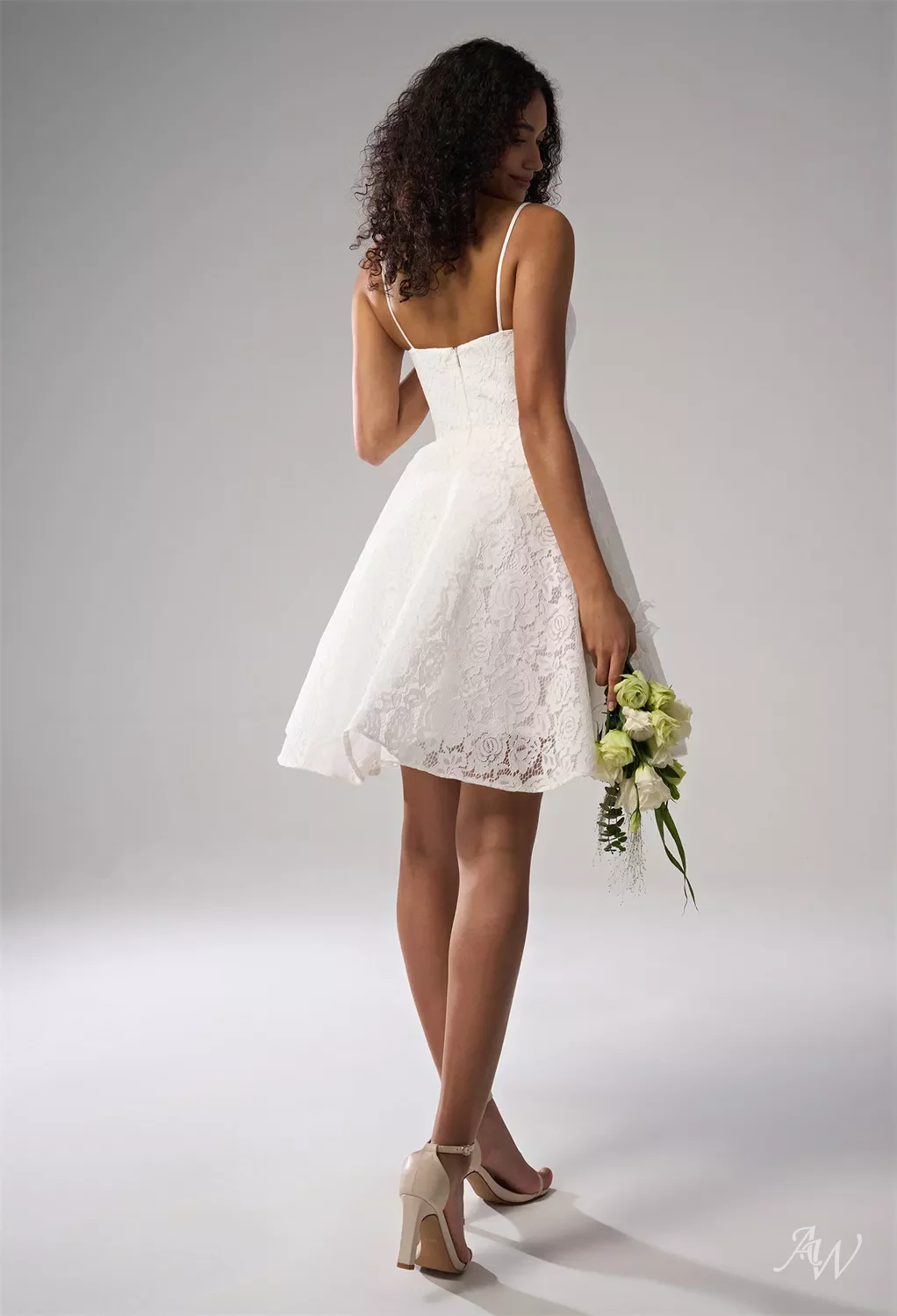 AW Tulip Wedding Dress, Lace Mini/Short V-Neck Wedding Dresses | AW.Bridal