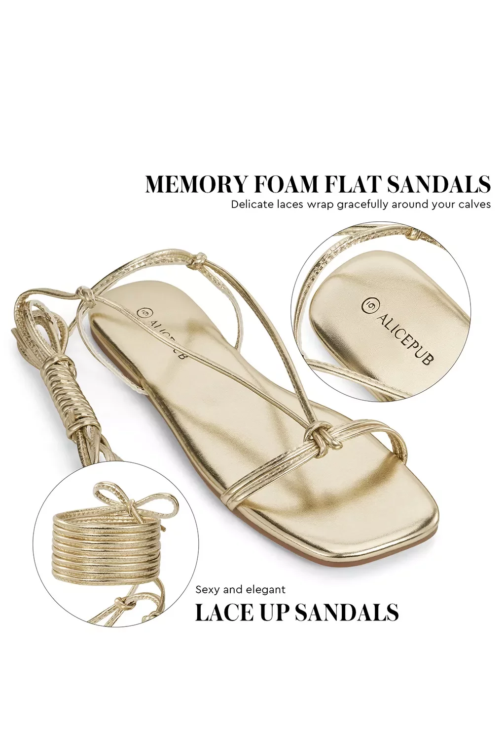 Women's Strappy Flat Sandals, Wedding Shoes