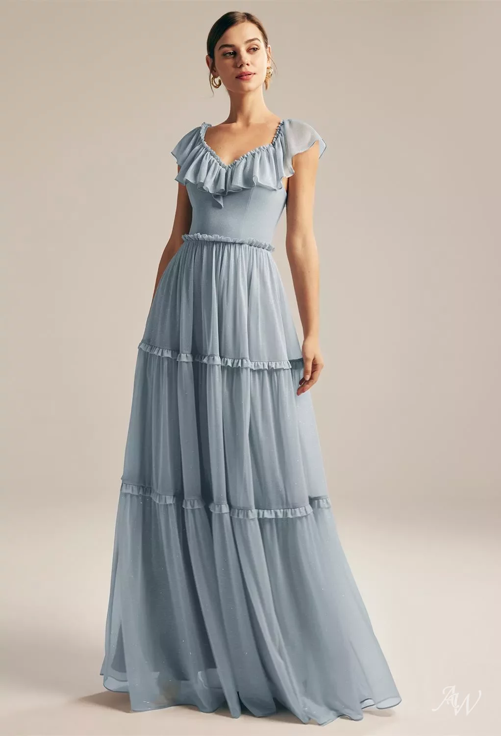 AW Madonna Dress ready to ship), Glitter Mesh Floor Length V-Neck Ready To  Ship | AW.Bridal