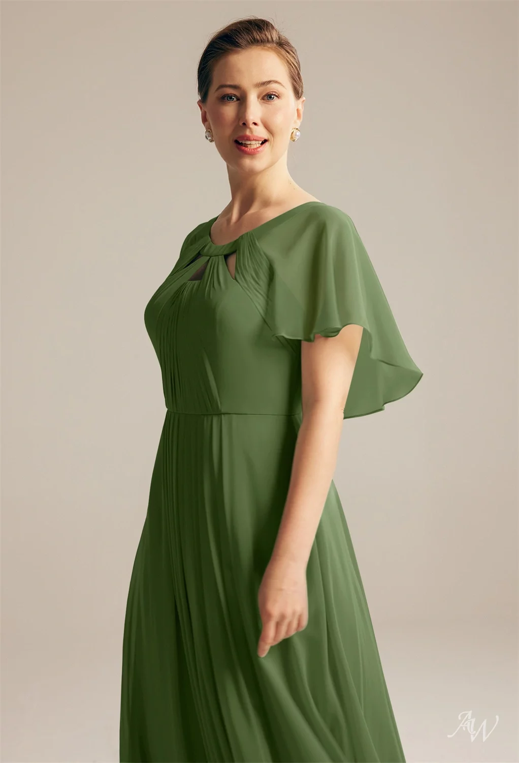 AW Kay Green Olive Mother of the Bride Dresses image4