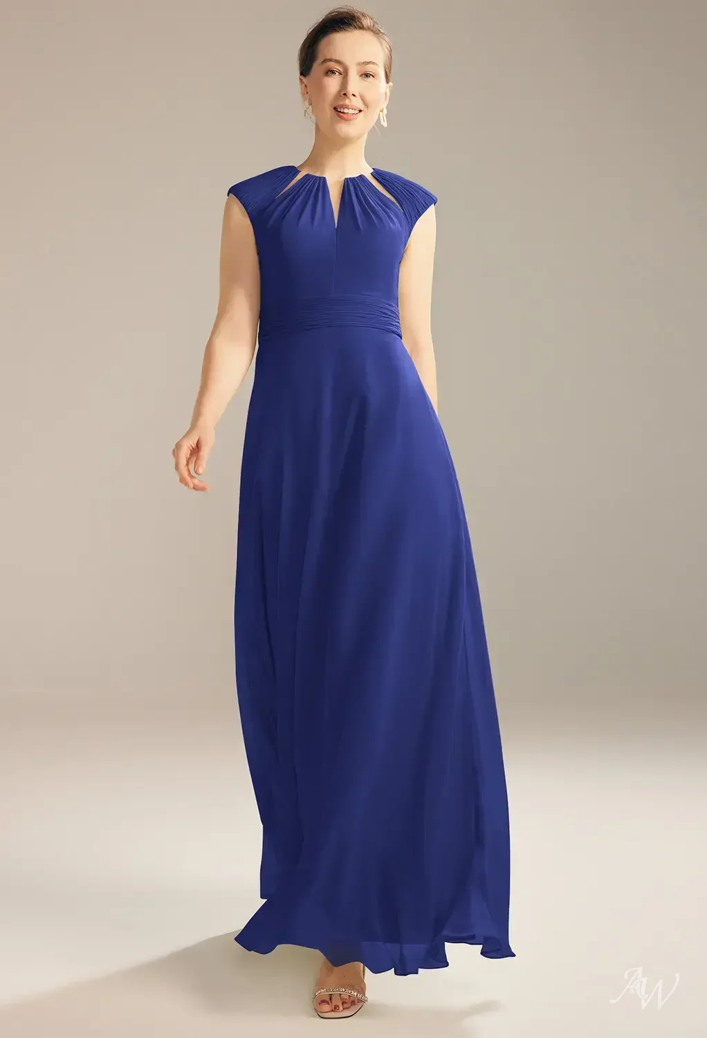 AW Aster Dress, Navy Chiffon Floor Length Bateau Neckline Mother of the Bride Dresses | AW.Bridal AW Aster Dress, Navy Chiffon Floor Length Bateau Neckline Mother of the Bride Dresses | AW.Bridal