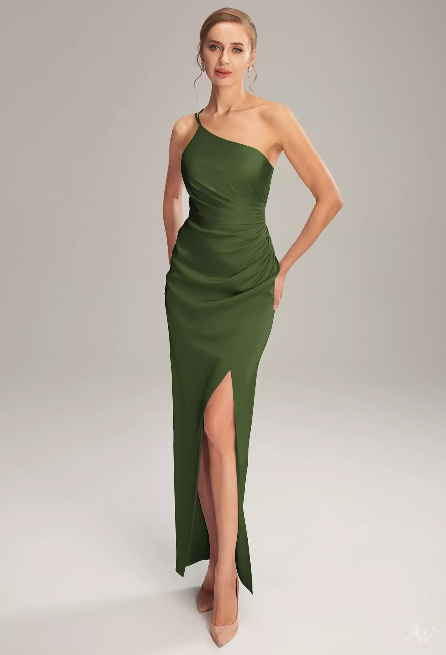 AW Regina Dress, Champagne Crystal Satin Satin Charmeuse Stretch