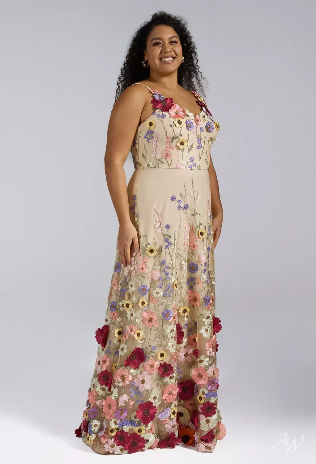 AW Alison Dress, Tulle Floor Length V-Neck Bridesmaid