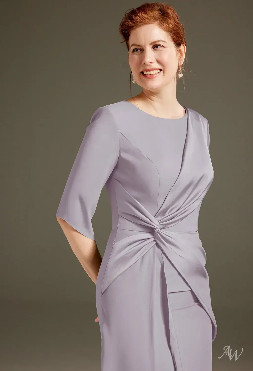 AW Caesar Dress, Mist Satin Charmeuse Floor Length Bateau