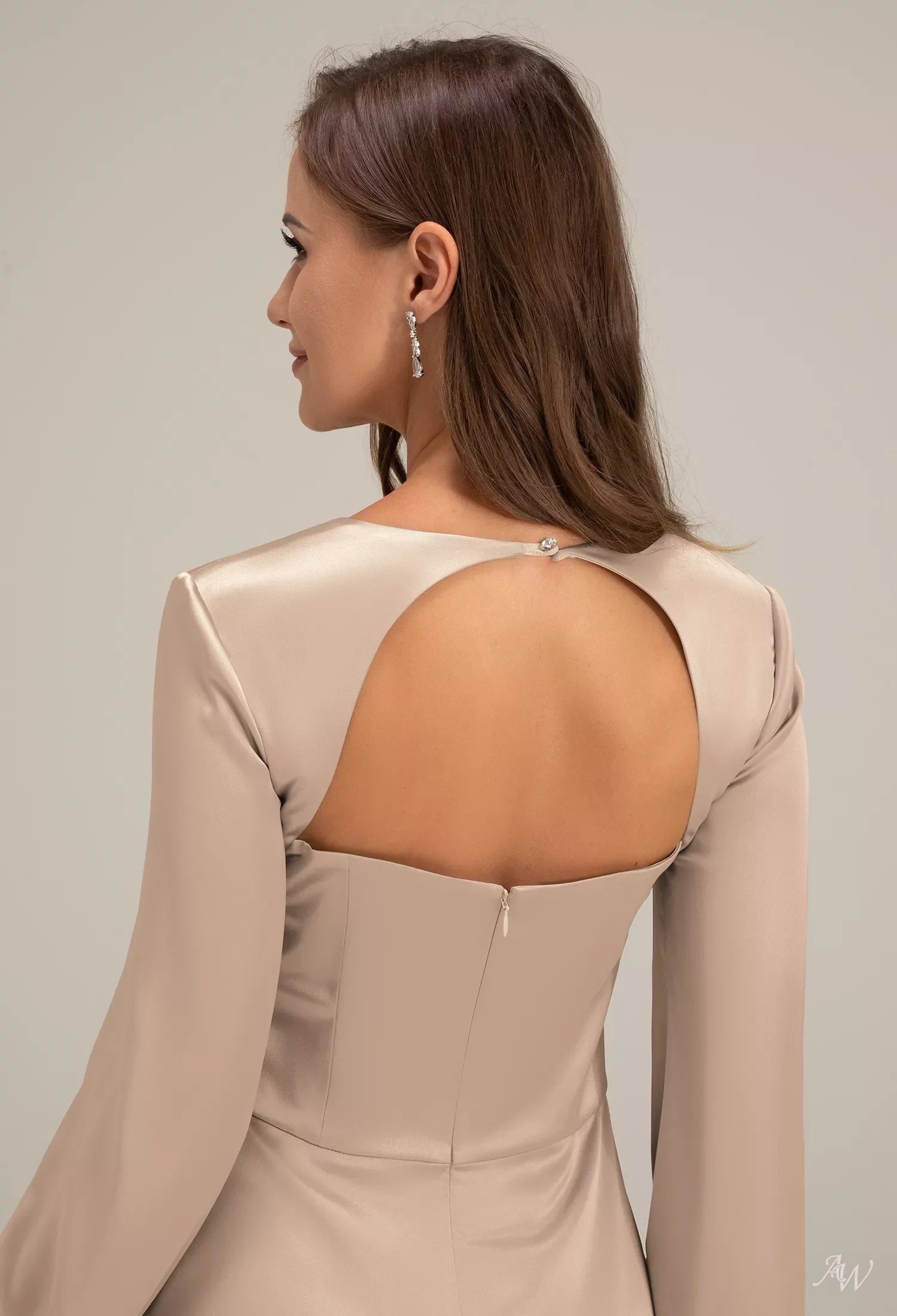 専用　ヴィンテージ　LADY ALTERNATELY DRESS　ベージュ　S AW Sahib Dress, Champagne Satin Charmeuse Floor Length