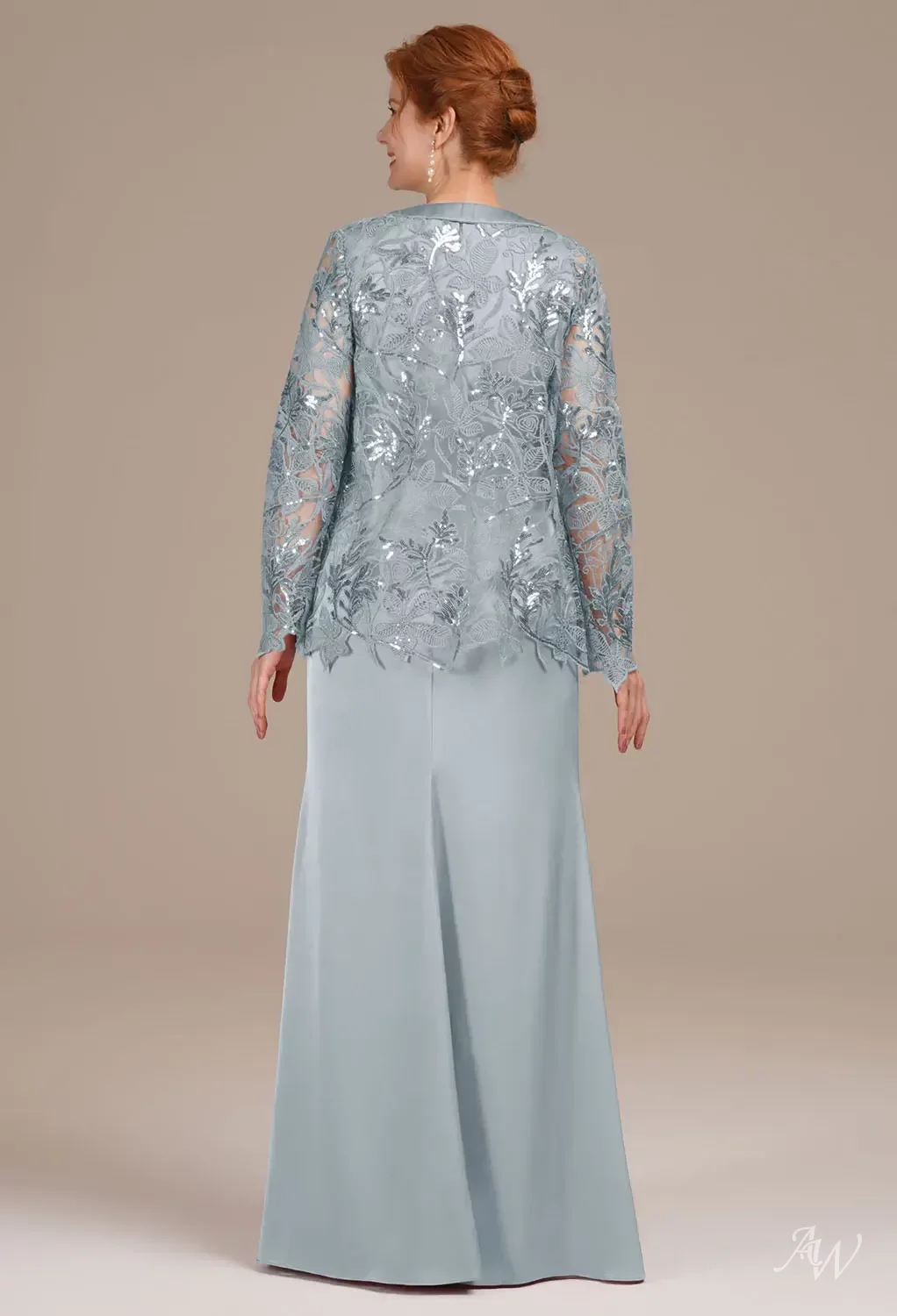 chinese dress ladies Half Sleeve Light Blue Lace Applique Mother of the Bride Dress –  Dressesforparty main image 1