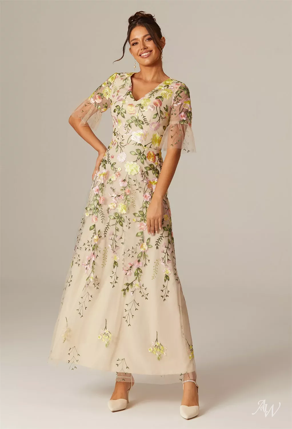 Acka all sheer flower dress（beige） Acka all sheer flower dress beige