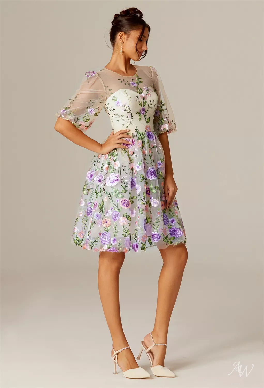 u line dress Wholesale Women's Elegant Flower Banquet Cocktail Party U Neck Sleeveless Party Dress