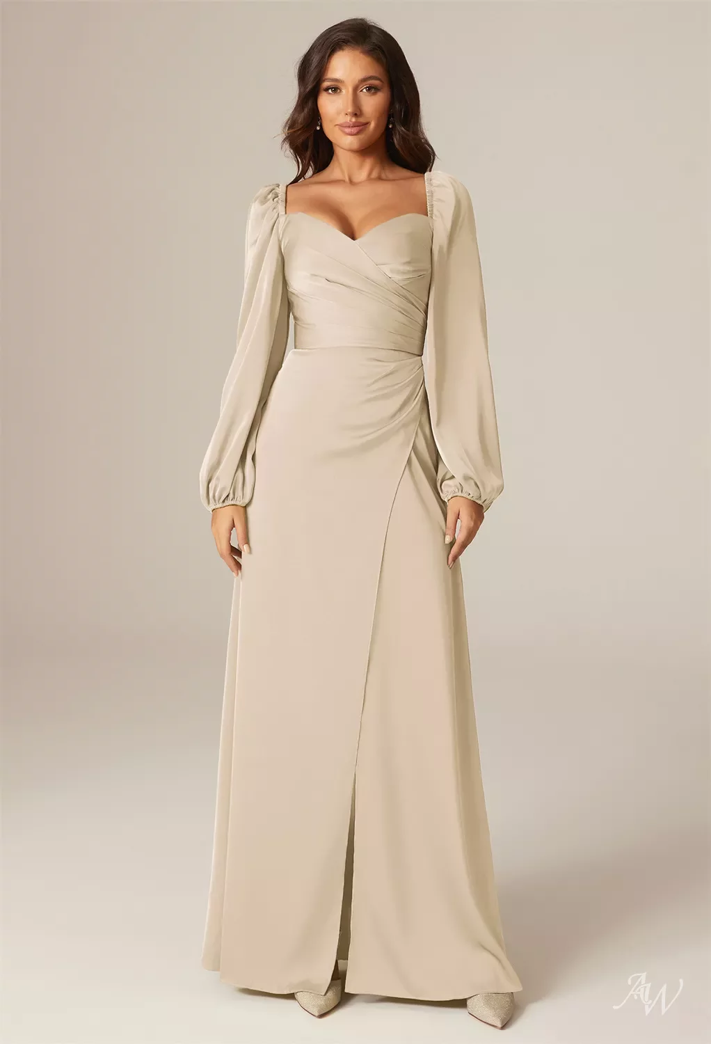 satin neutral champagne bridesmaid dress Wedtrend Women Dark Green Bridesmaid Dress A Line Sweetheart Satin Cut Out  Pleated Long Wedding Guest Dress – WEDTREND main image 1
