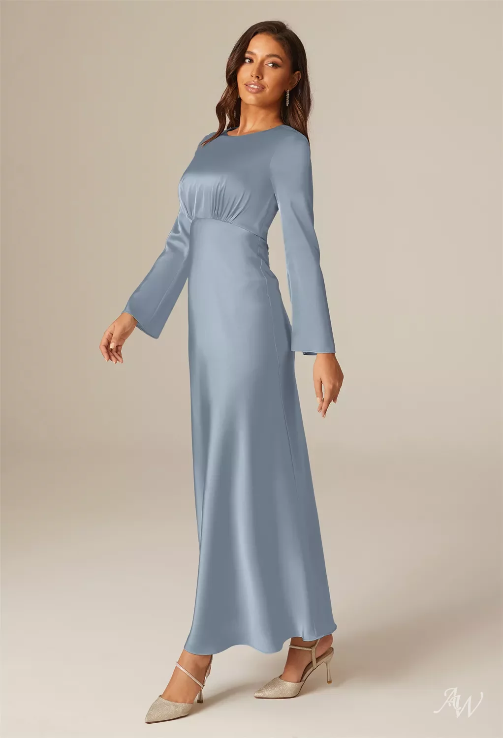 Dusty Blue Peonies, Blue Floral, Knee Length Bridesmaid Dresses