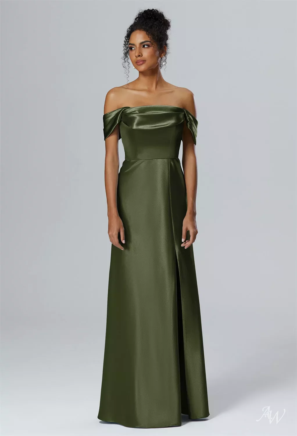 AW Laurinda Convertibile Dress, Champagne Crystal Satin Satin