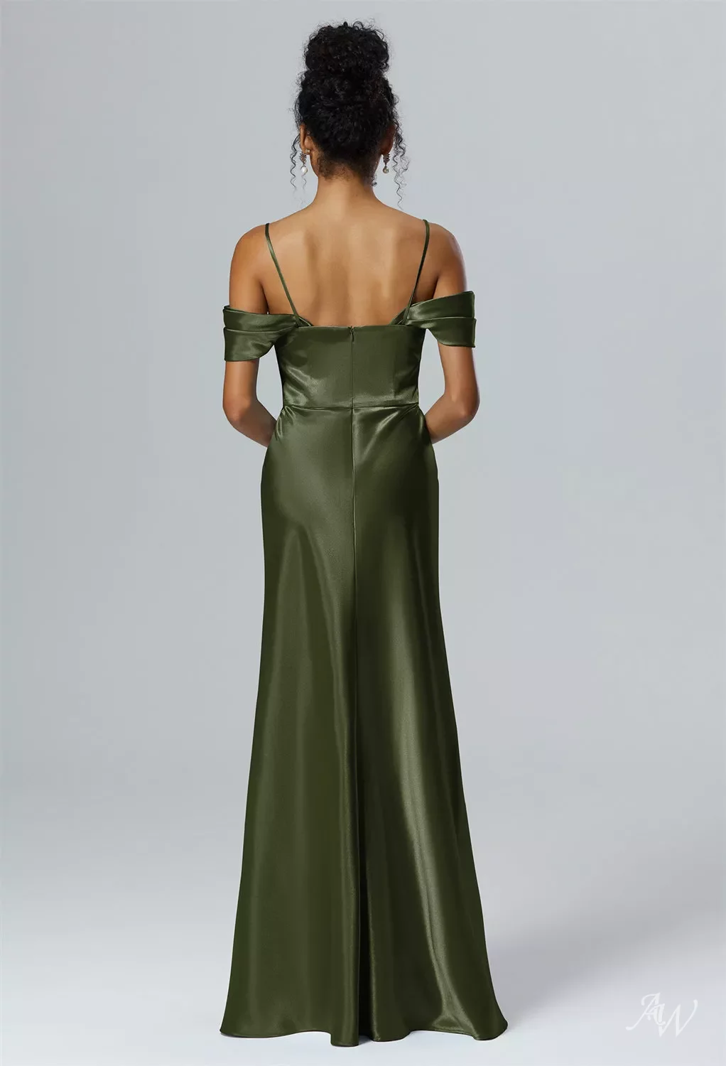 AW Laurinda Convertibile Dress, Champagne Crystal Satin Satin